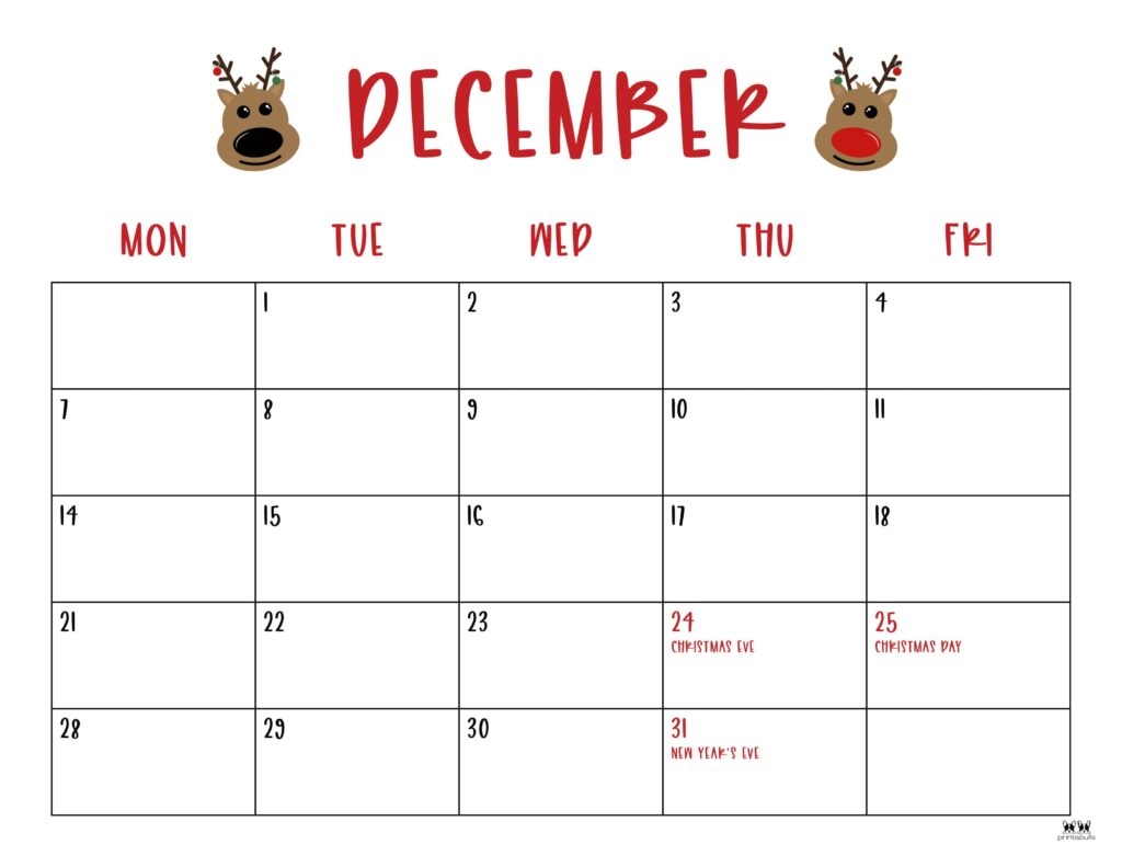 December 2026 Calendars 150 FREE Printables Printabulls