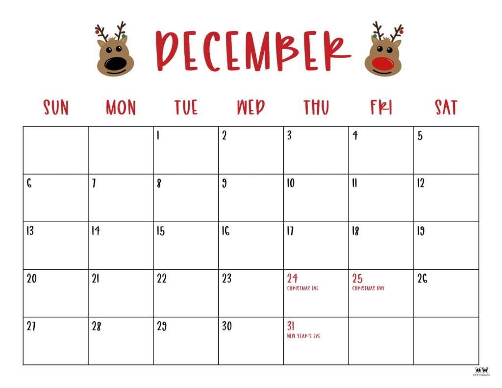 December 2026 Calendars 150 FREE Printables Printabulls