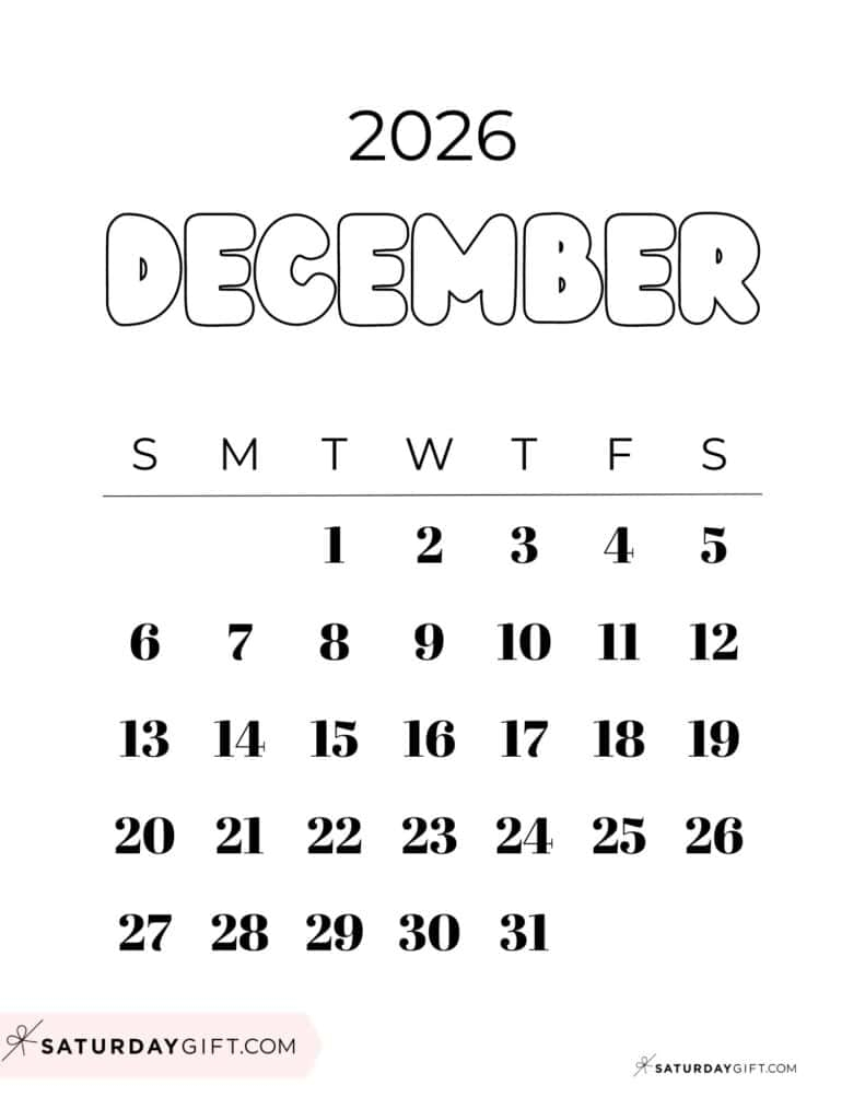 Printable Google Calendars December 2026