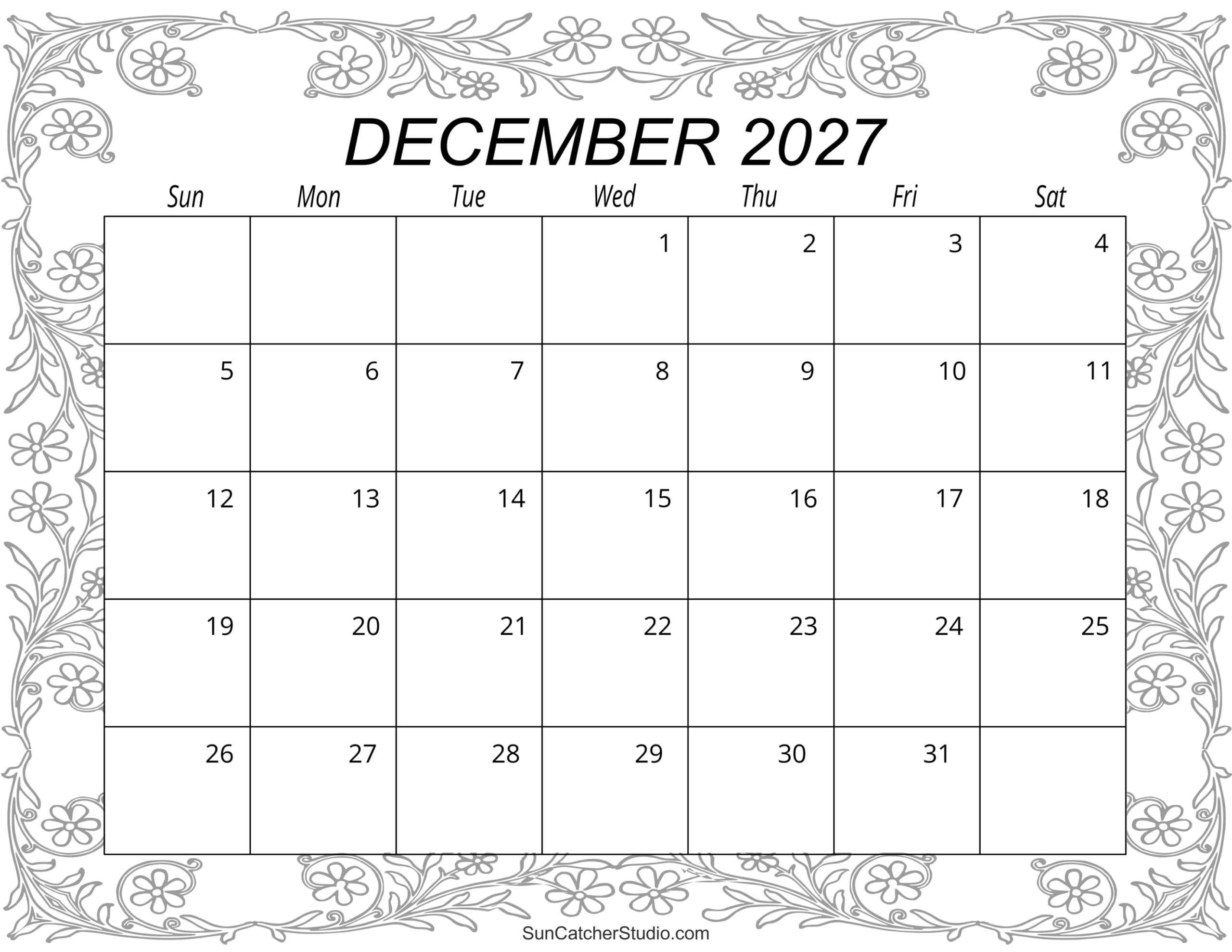December 2027 Calendar Free Printable Free Printables 