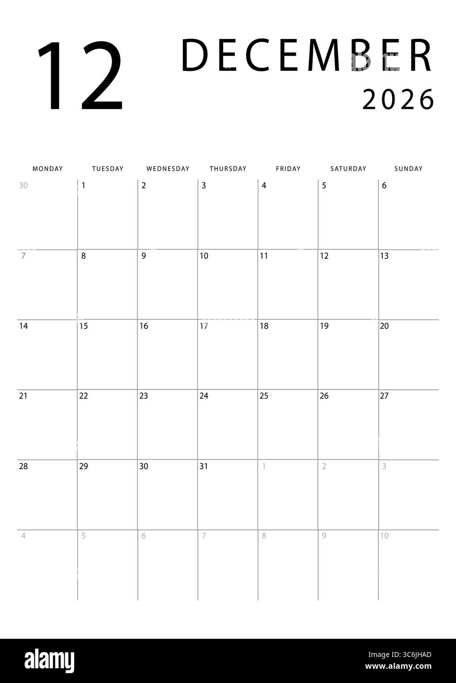December Calendar Black And White Stock Photos amp Images Alamy