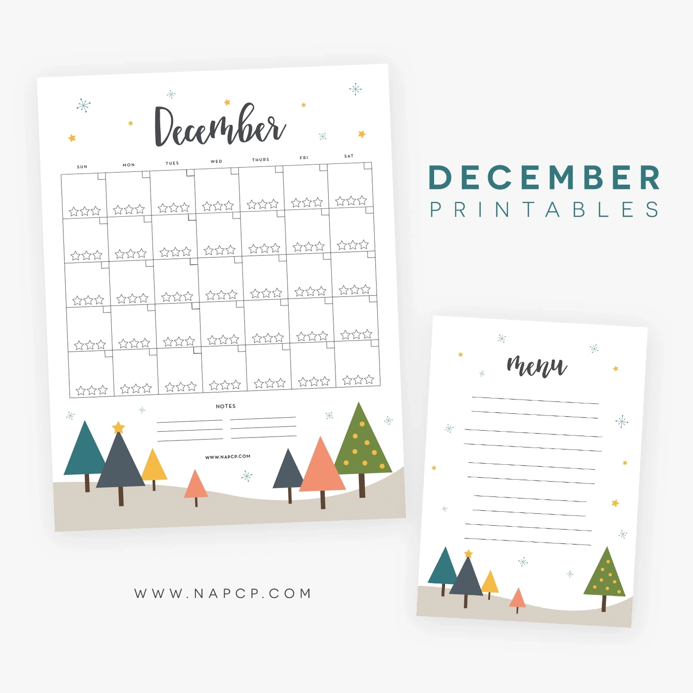 December Printable Menu And Calendar National Association Of 