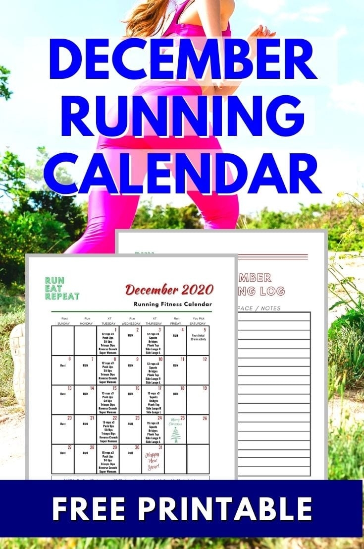 December Running Calendar FREE Printable Workout Planner Run Eat 