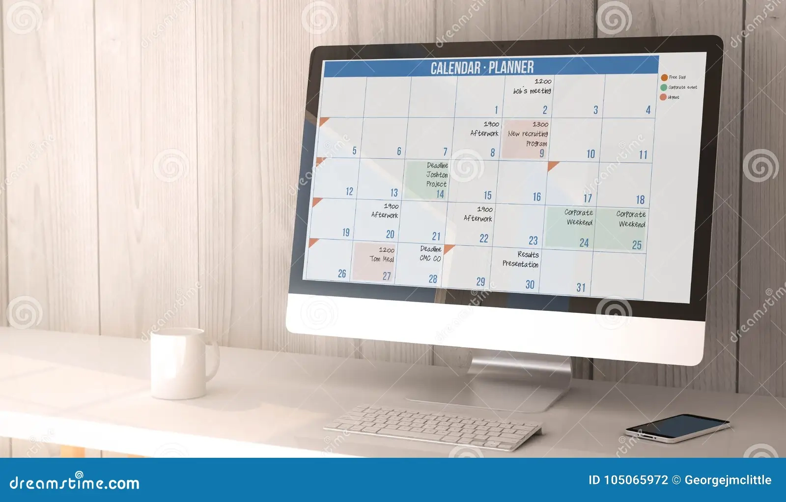 Desktop Computer Calendar Stock Illustration Illustration Of 