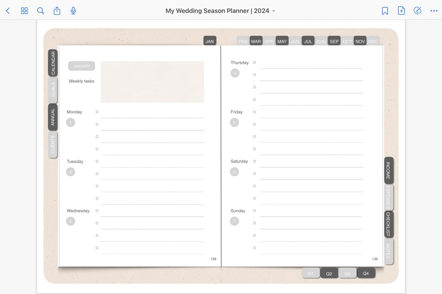 Digital Planner For Wedding Photographers 2024
