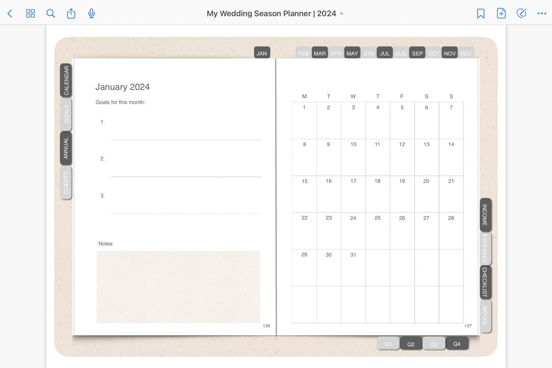 Digital Planner For Wedding Photographers 2024