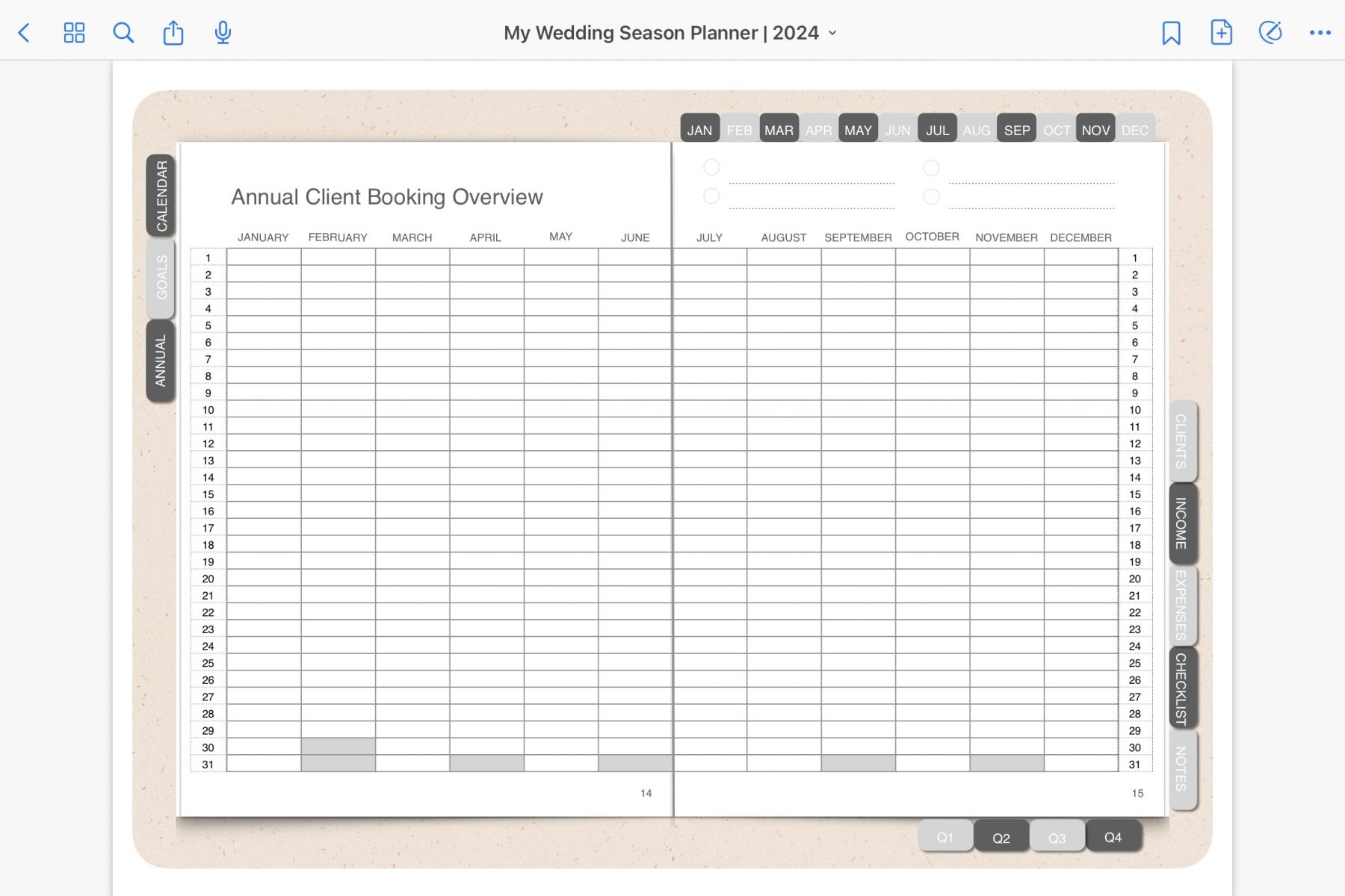 Digital Planner For Wedding Photographers 2024