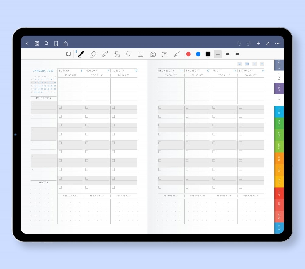 Digital Weekly To Do Planner Light Theme 