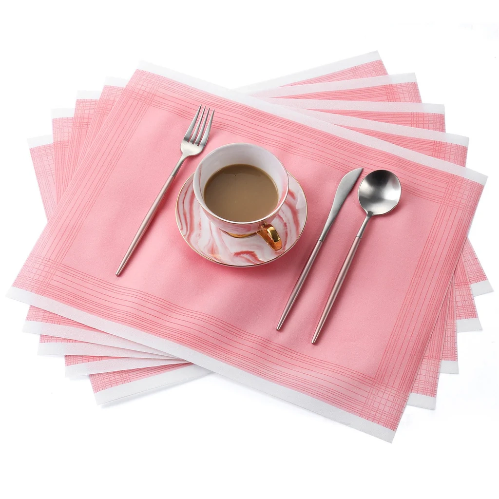 Disposable Table Mats Linen Feel Airlaid Paper Placemat Pink Eco 