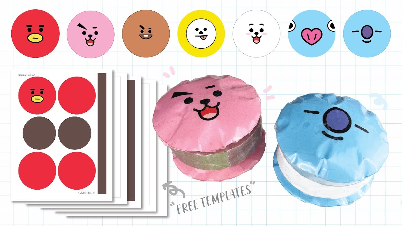 DIY BT21 Macaron Squishy FREE TEMPLATE 