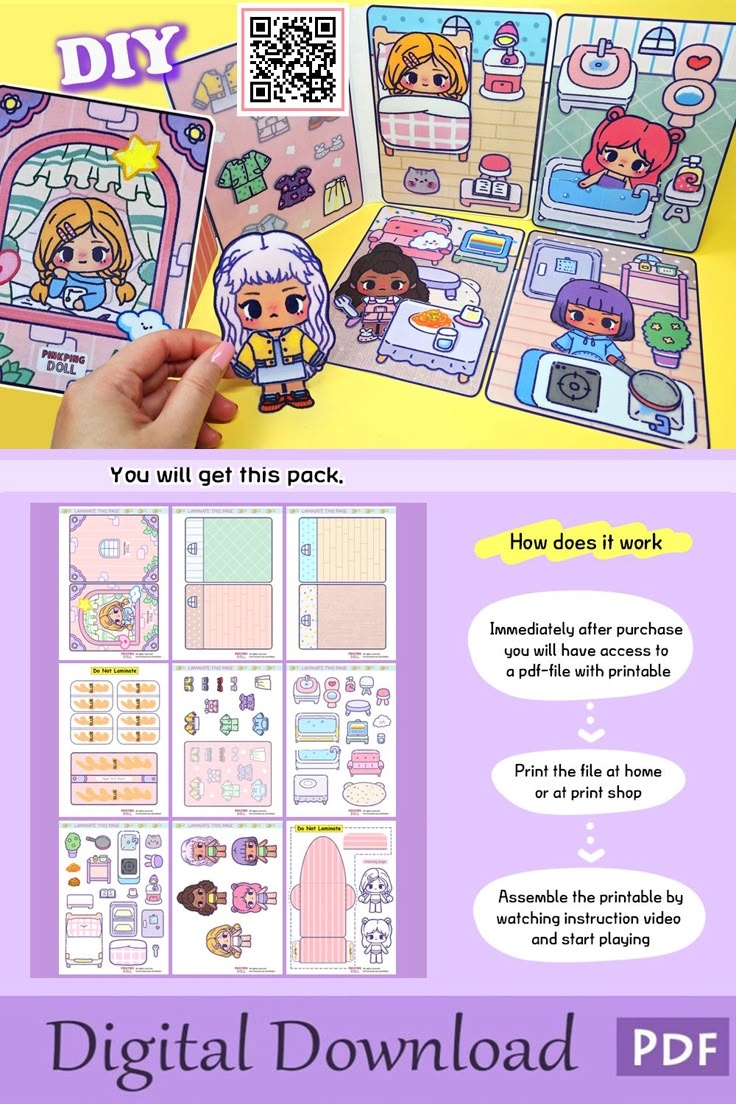 DIY Paper Doll House Book Diary House Paper Crafts Quiet Book busy 