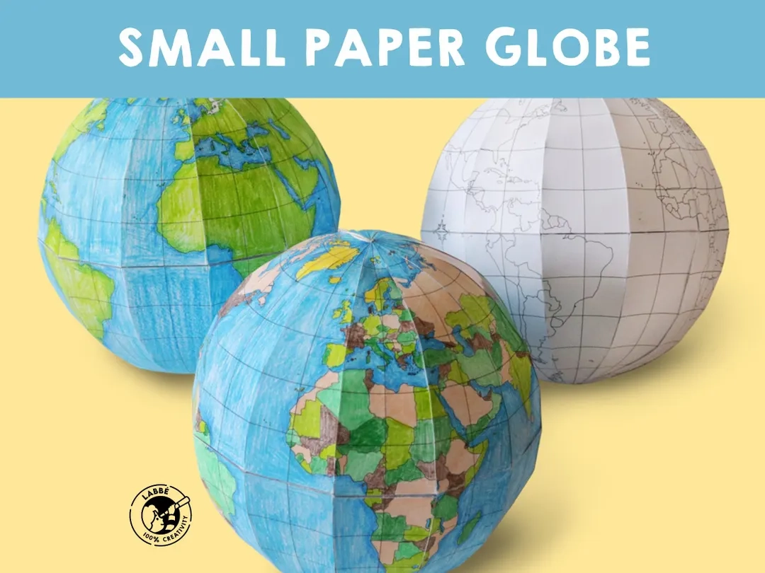 DIY Paper Globe Template Educational Craft Project diameter Of 