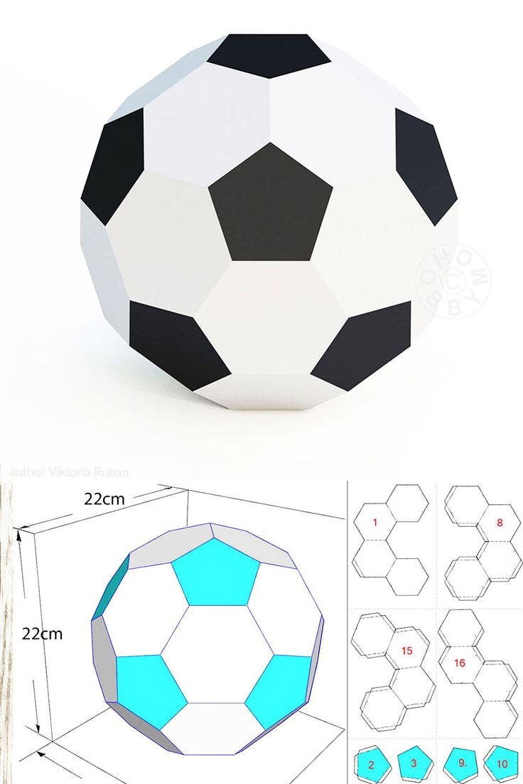 DIY Paper Soccer Ball 3D Papercraft Template PDF 