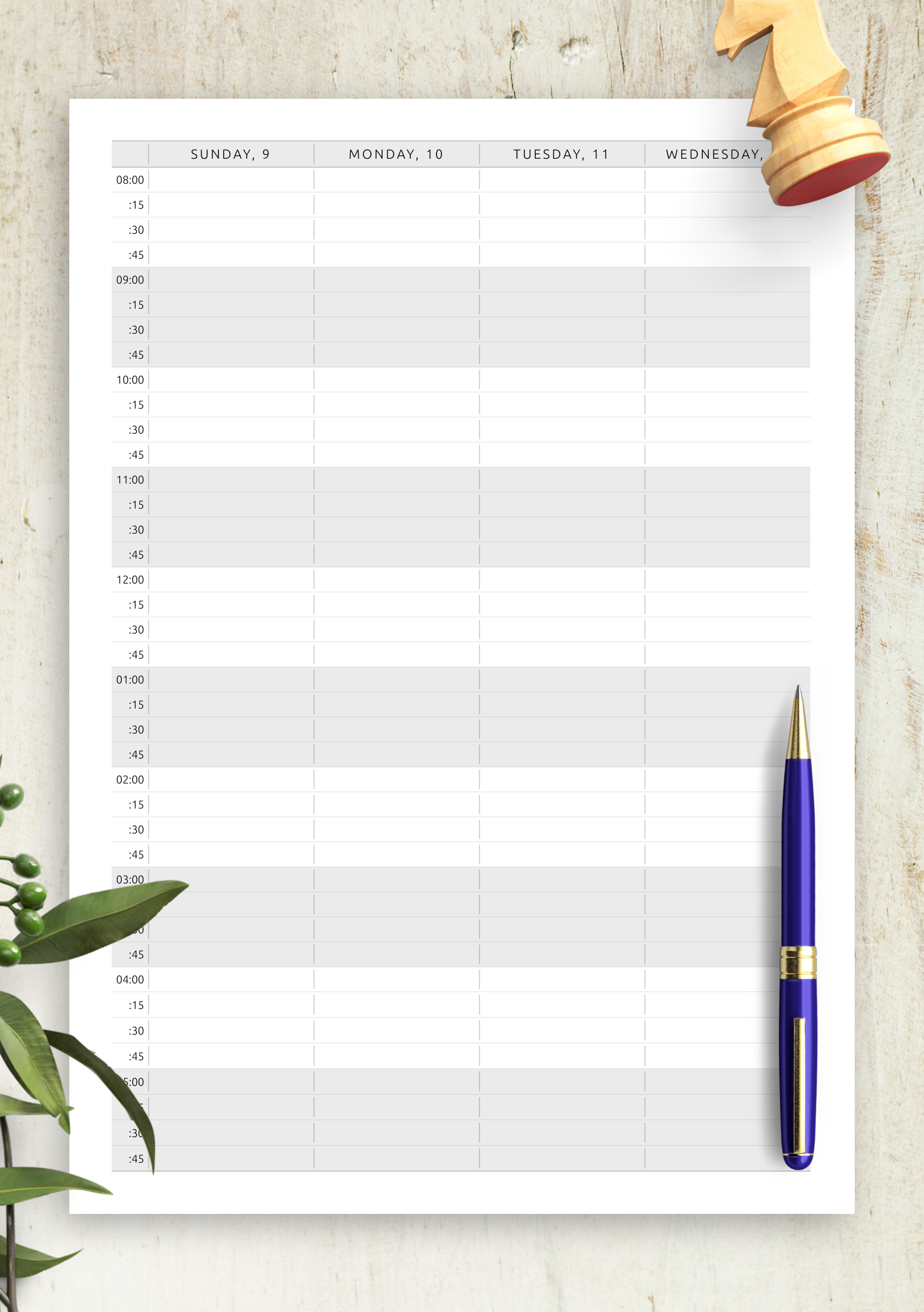 Download Printable Appointment Calendar Template Vertical Two 