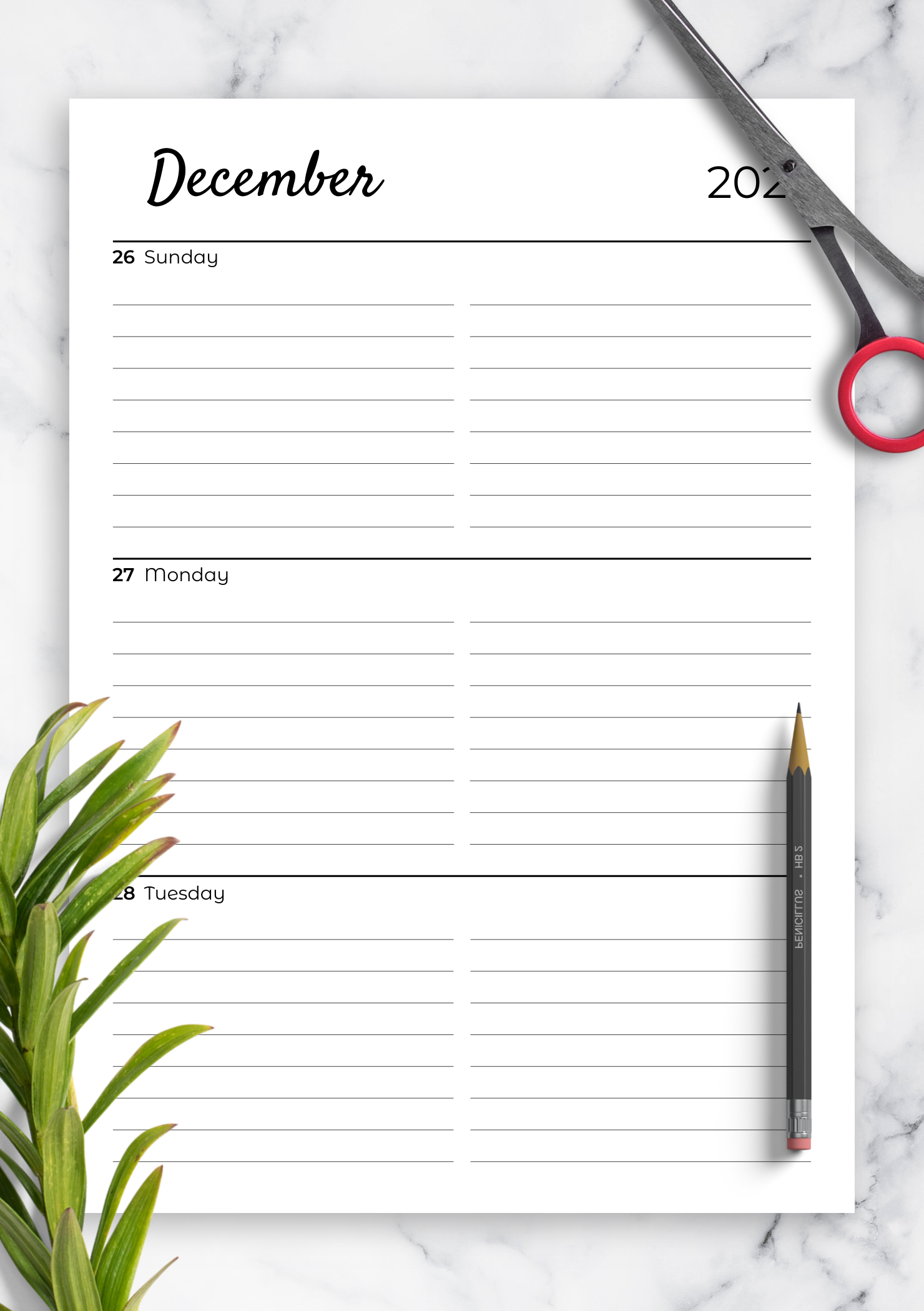 Printable Blank Lined Calendars