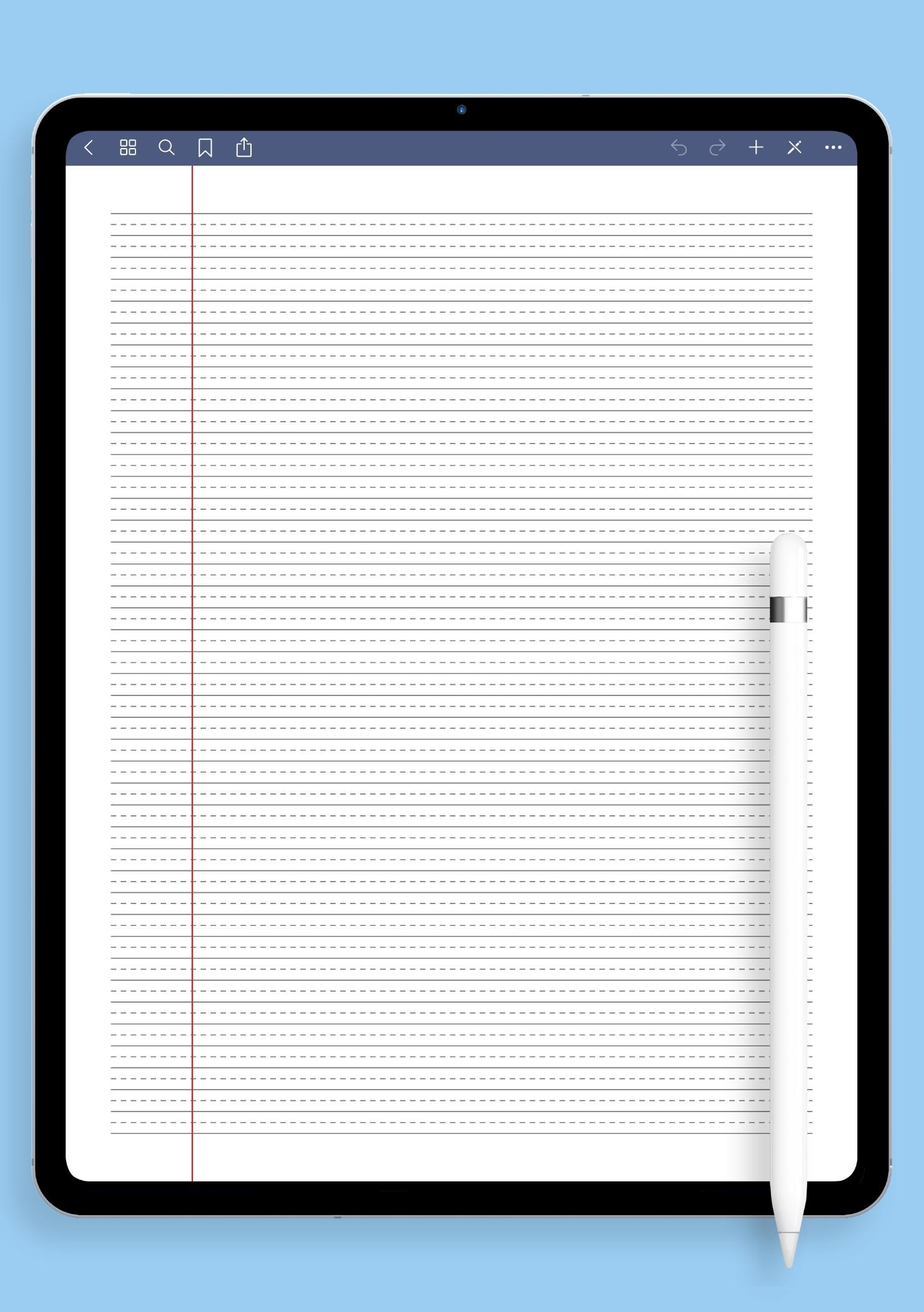 Download Printable Narrow Ruled With Dashed Center Guide Line 