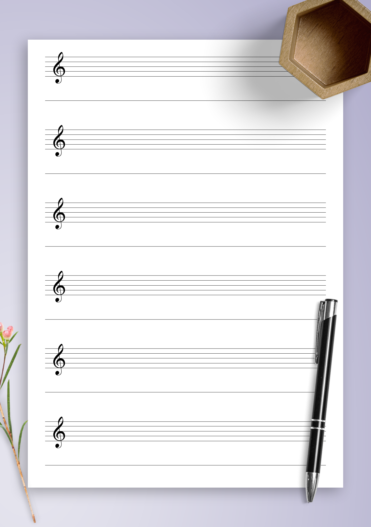 Download Treble Clef Staff Paper With Lyrics Line Printable 