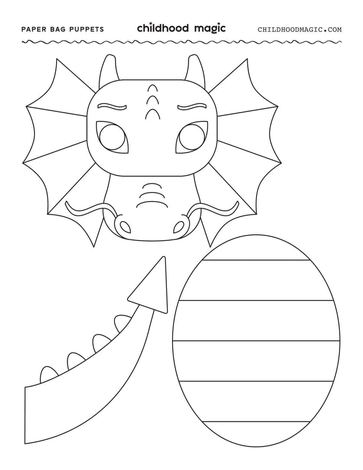 Dragon Paper Bag Puppet Craft With Free Printable Childhood Magic