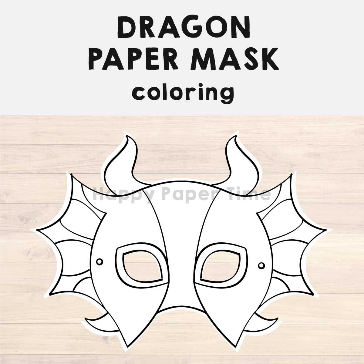Dragon Paper Mask Printable Fairytale Animal Coloring Craft 