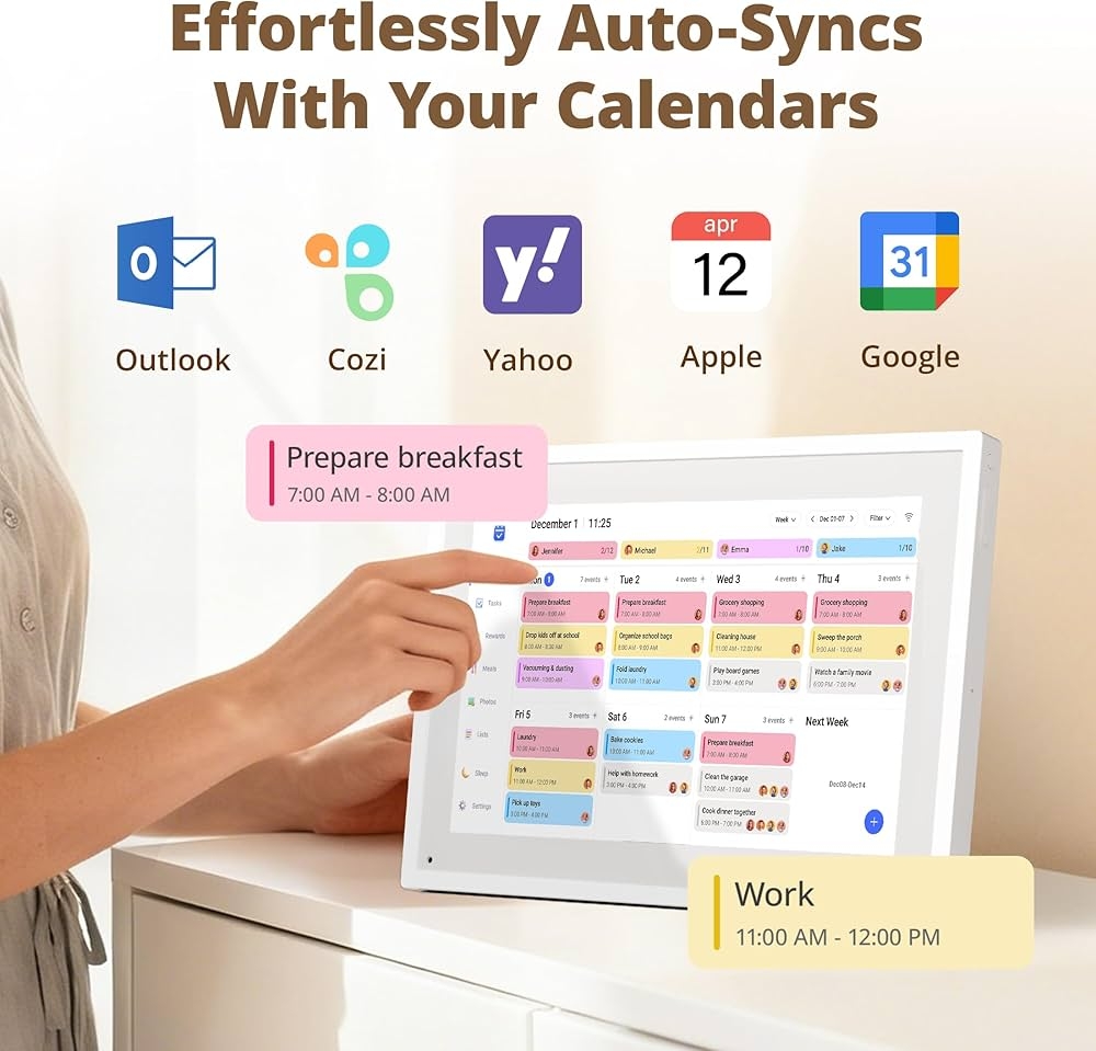 Dragon Touch 10 1 Inch Digital Calendar Electronic Family Planner With 32GB Memory Digital Diary Touchscreen Intelligent Desk Calendar White 