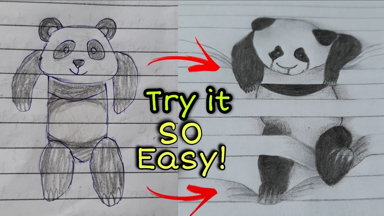 Drawings On Lined Paper Ideas Animals Drawing Panda