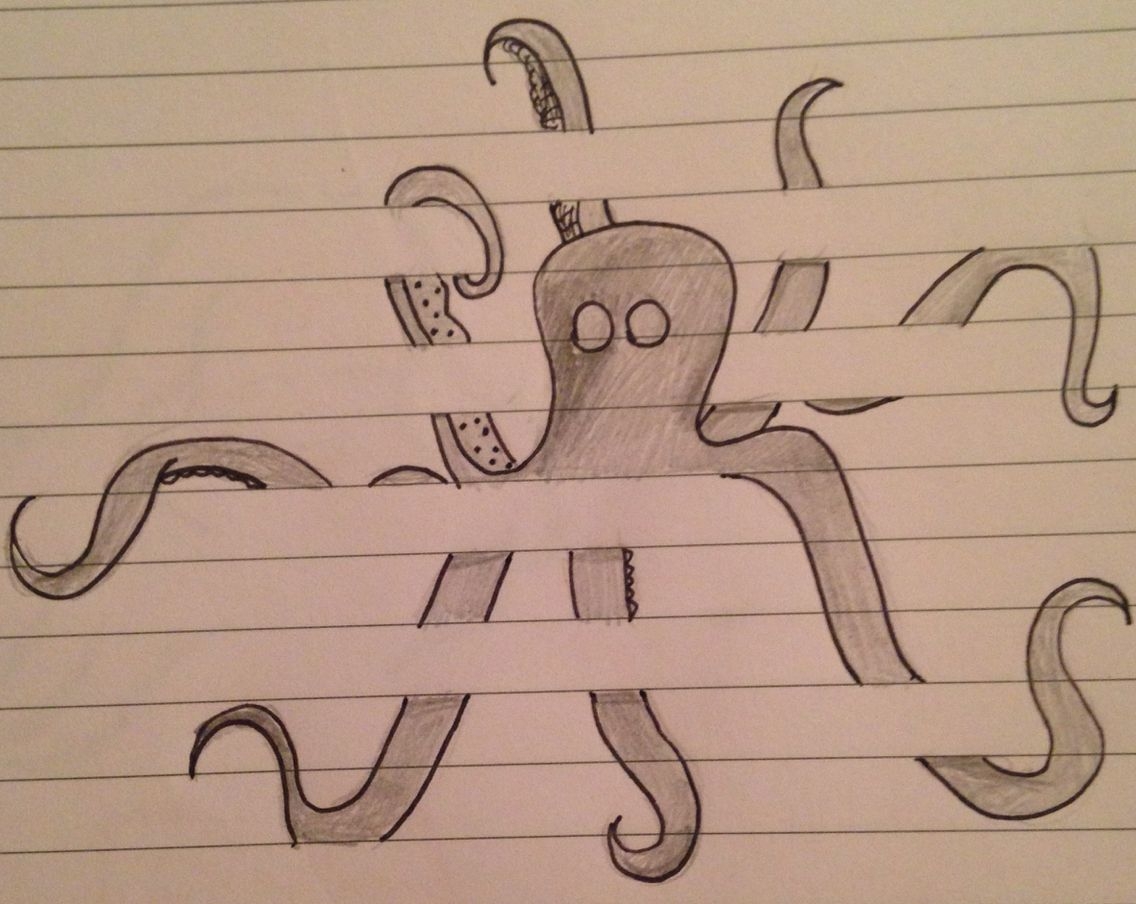 Octopus Drawing On Lined Paper