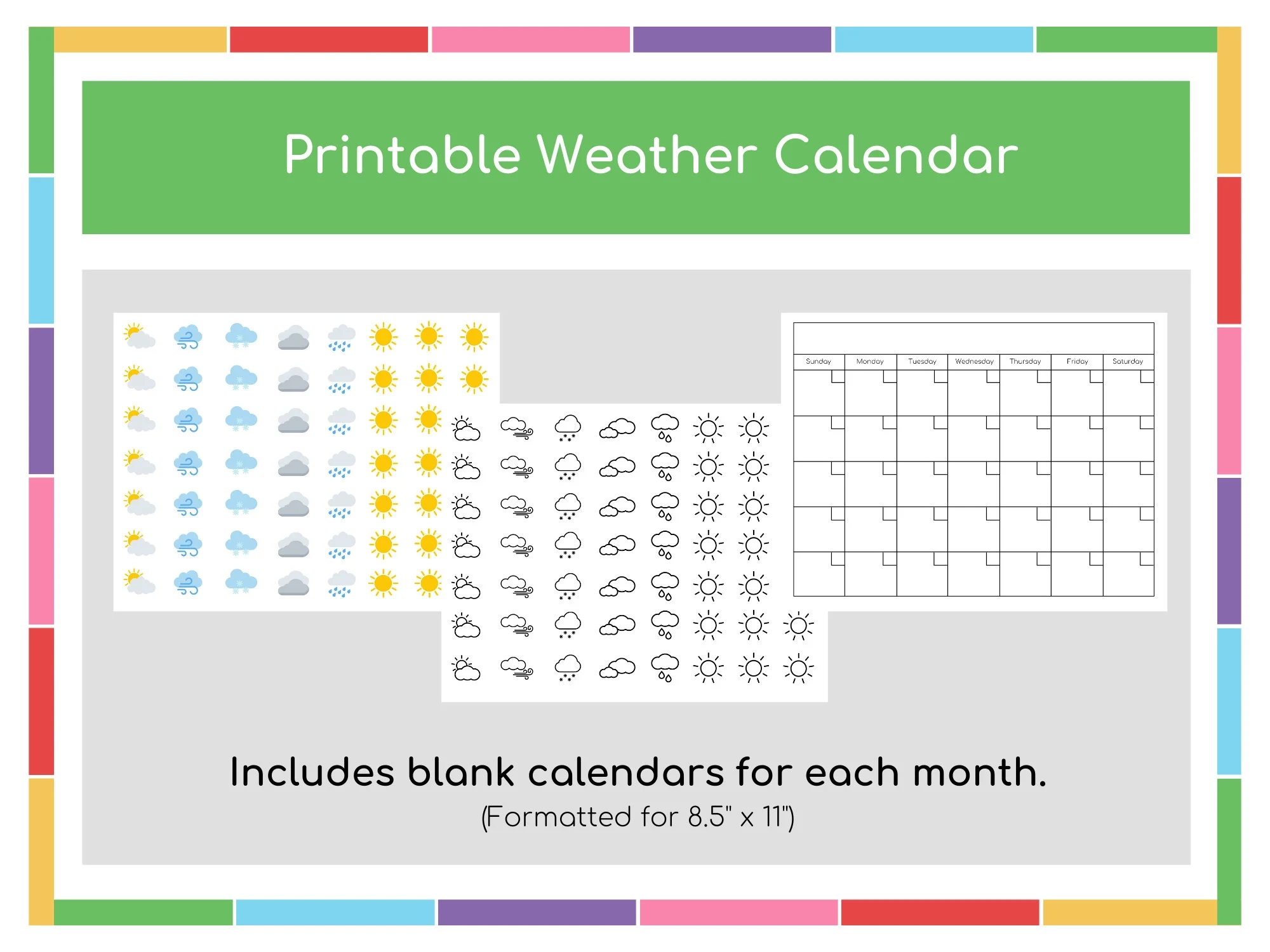 Druckbarer Wetterkalender F r Kinder Homeschool Printables 