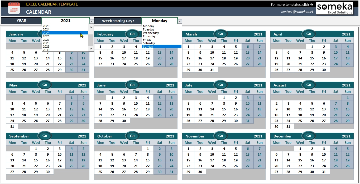 Create A Printable Calendar In Excel