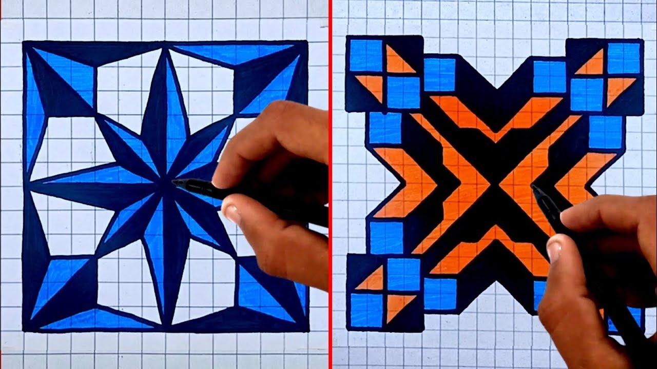 Easy 3D Pattern Drawing On Graph Paper Ashar 2M