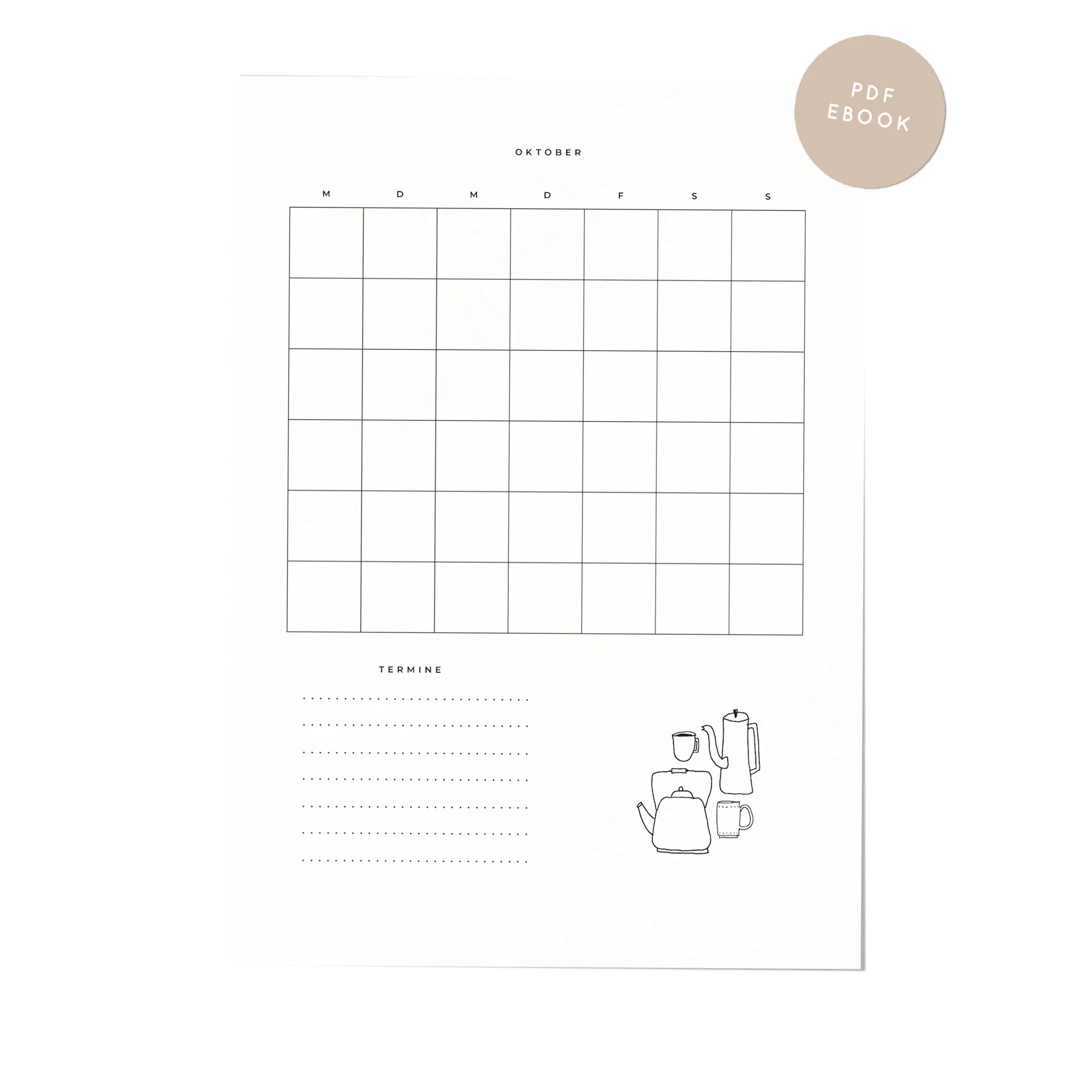 Ebook Minimalistischer Monthly Planner