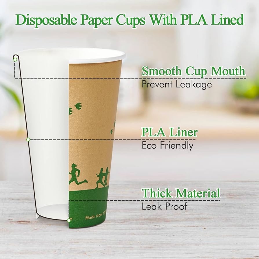 ECOLipak Pack Of 210 Compostable Paper Cups 16oz Biodegradable 