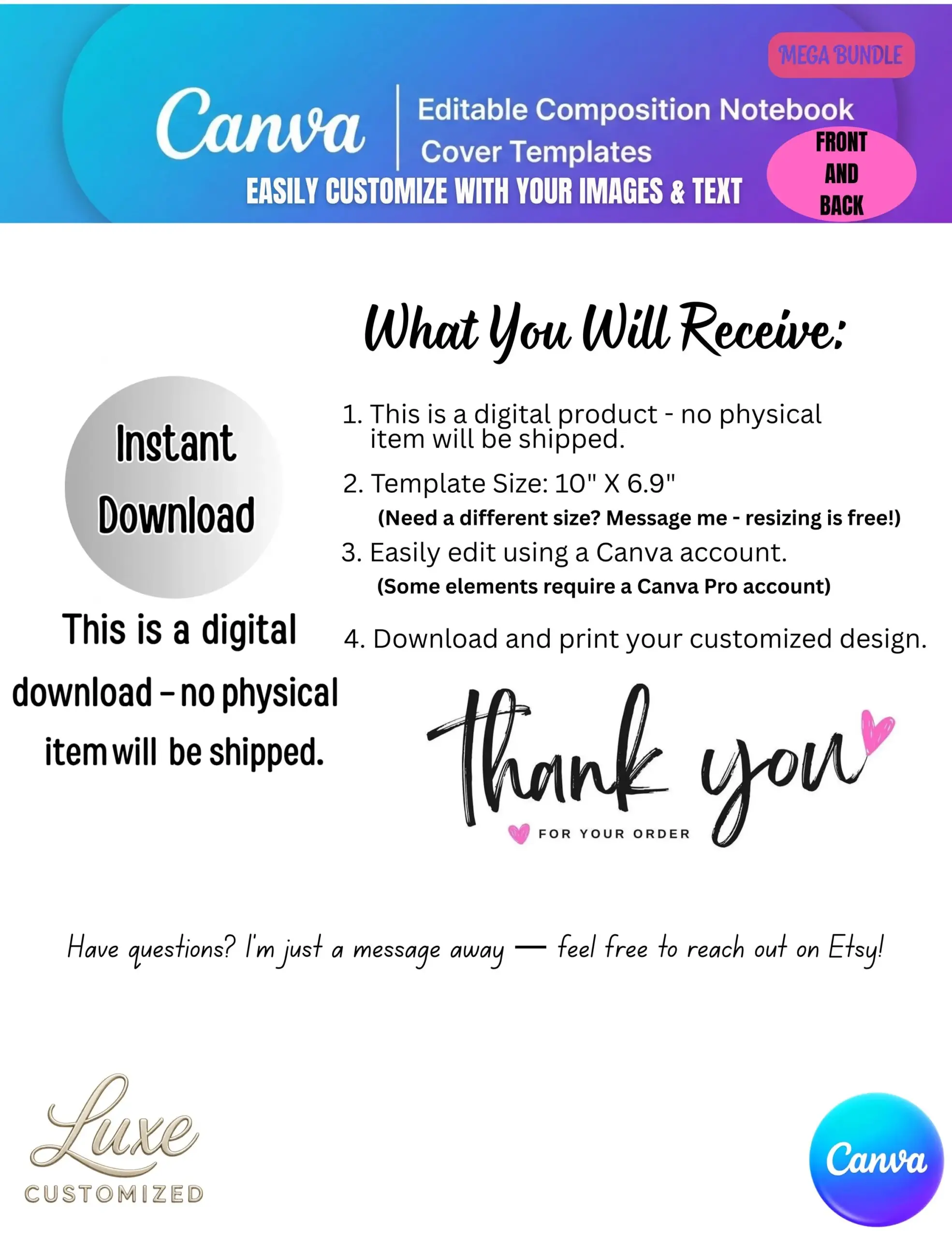 Editable Composition Notebook Cover Templates Back To School 