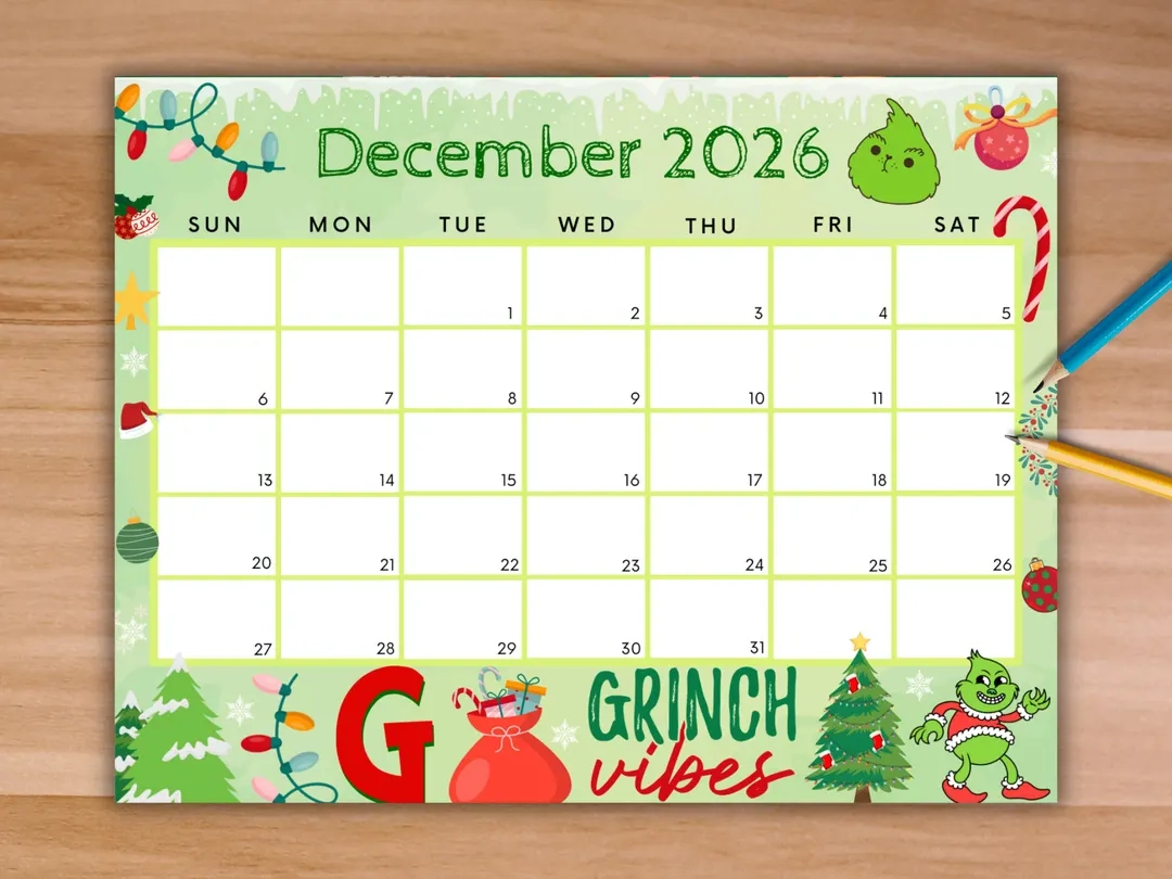 Full Sheet Printable Calendar December 2026