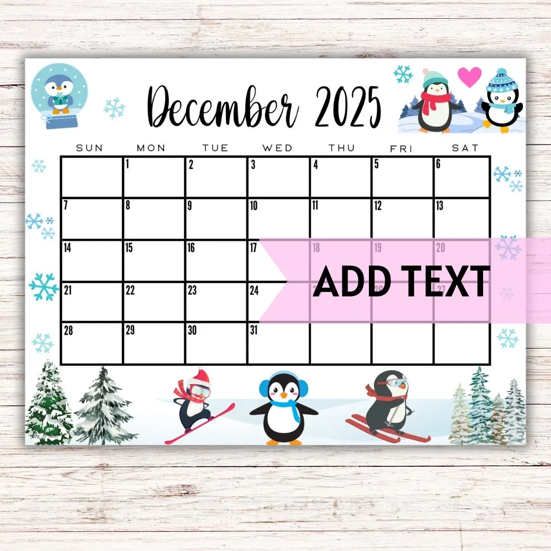 December Calendar Printable Pretty