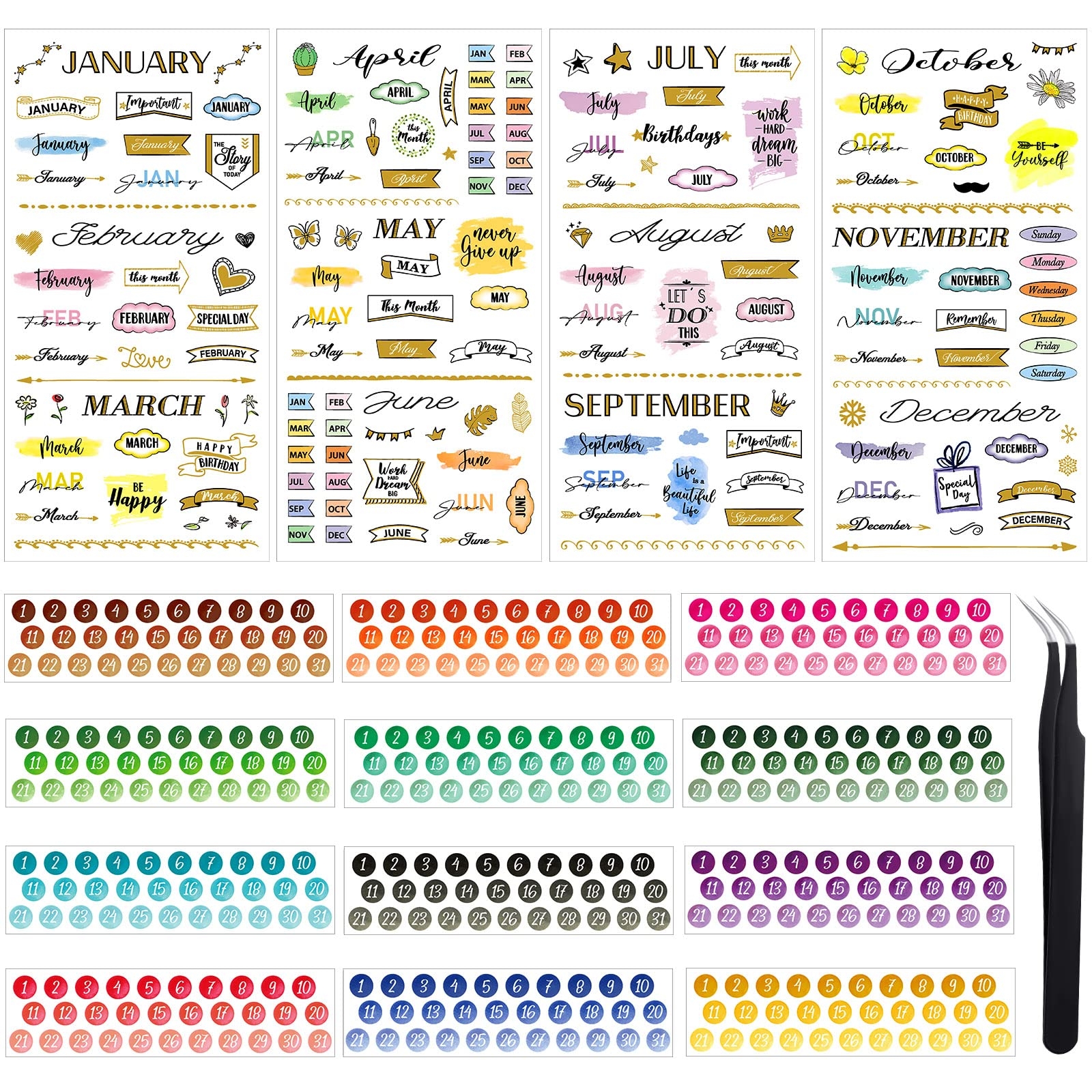 Eersida 16 Sheets Calendar Date Number Stickers For Planners 4 