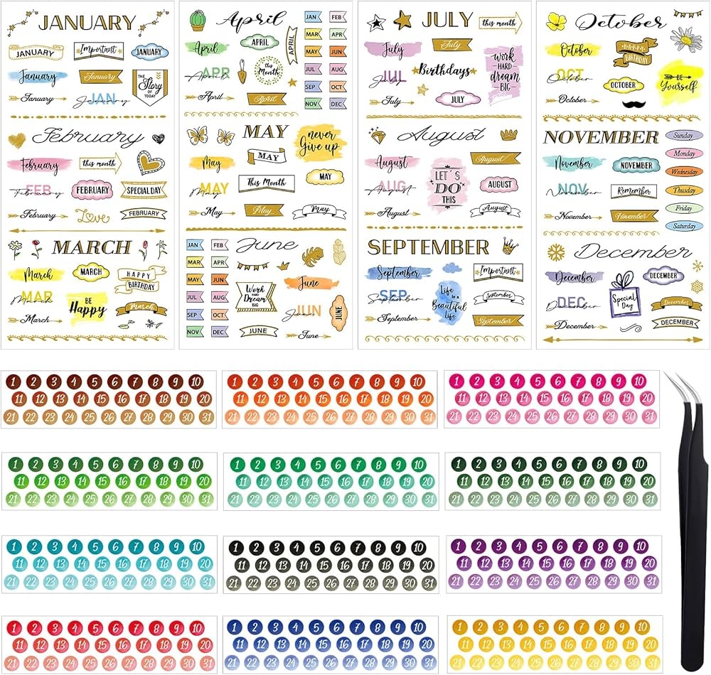 Eersida 16 Sheets Calendar Date Number Stickers For Planners 4 