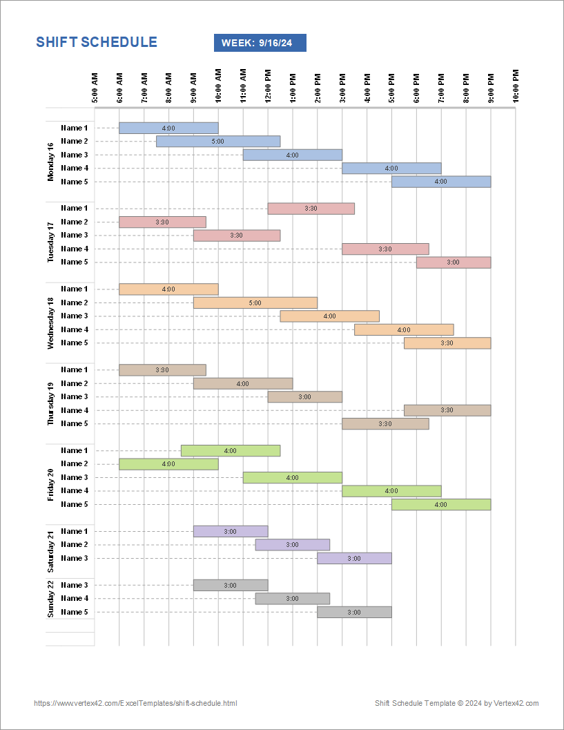 Employee Shift Schedule Template For Excel