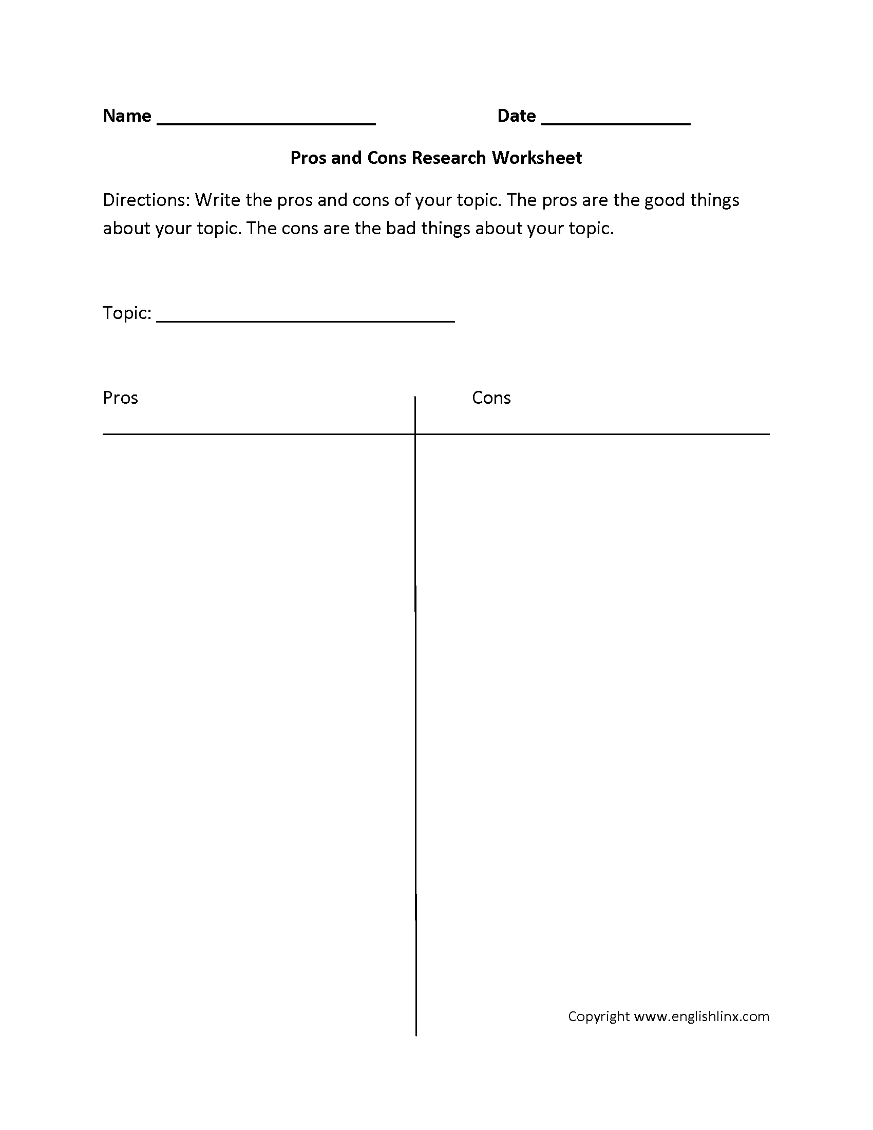 Englishlinx Research Worksheets