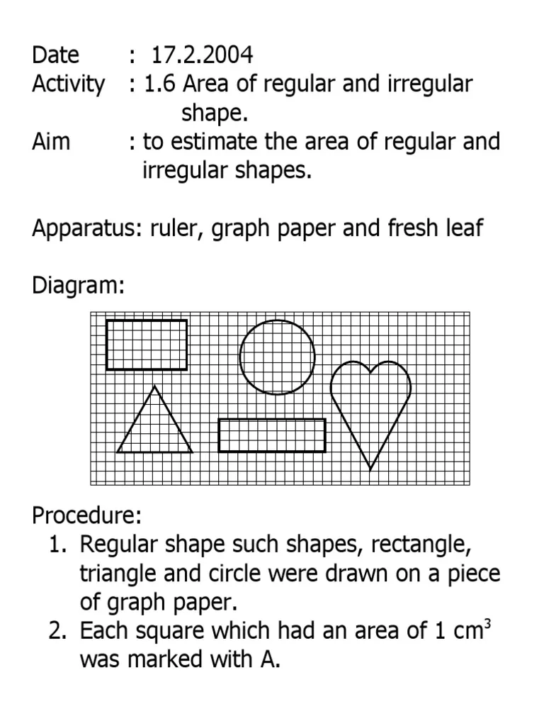 Estimating Areas Of Shapes On Graph Paper PDF