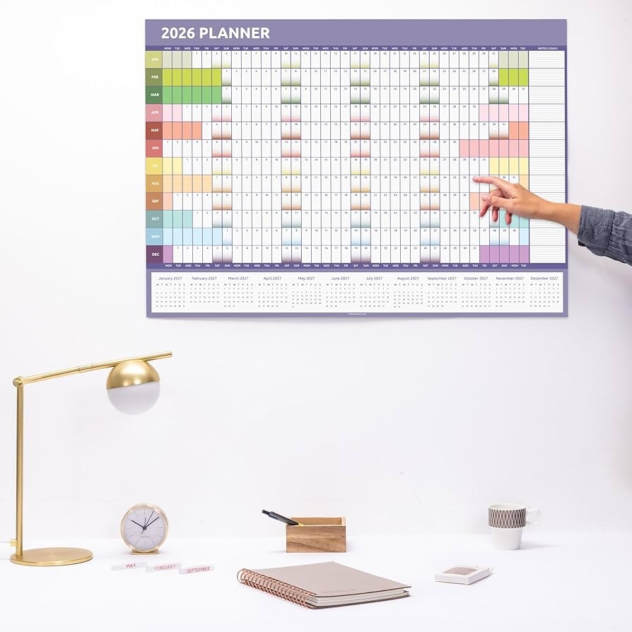 Evelay 2024 Wall Planner A1 Size 84 X 59 Cm All Year Round Calendar Home Office Work All Year Rainbow Amazon de Stationery amp Office Supplies