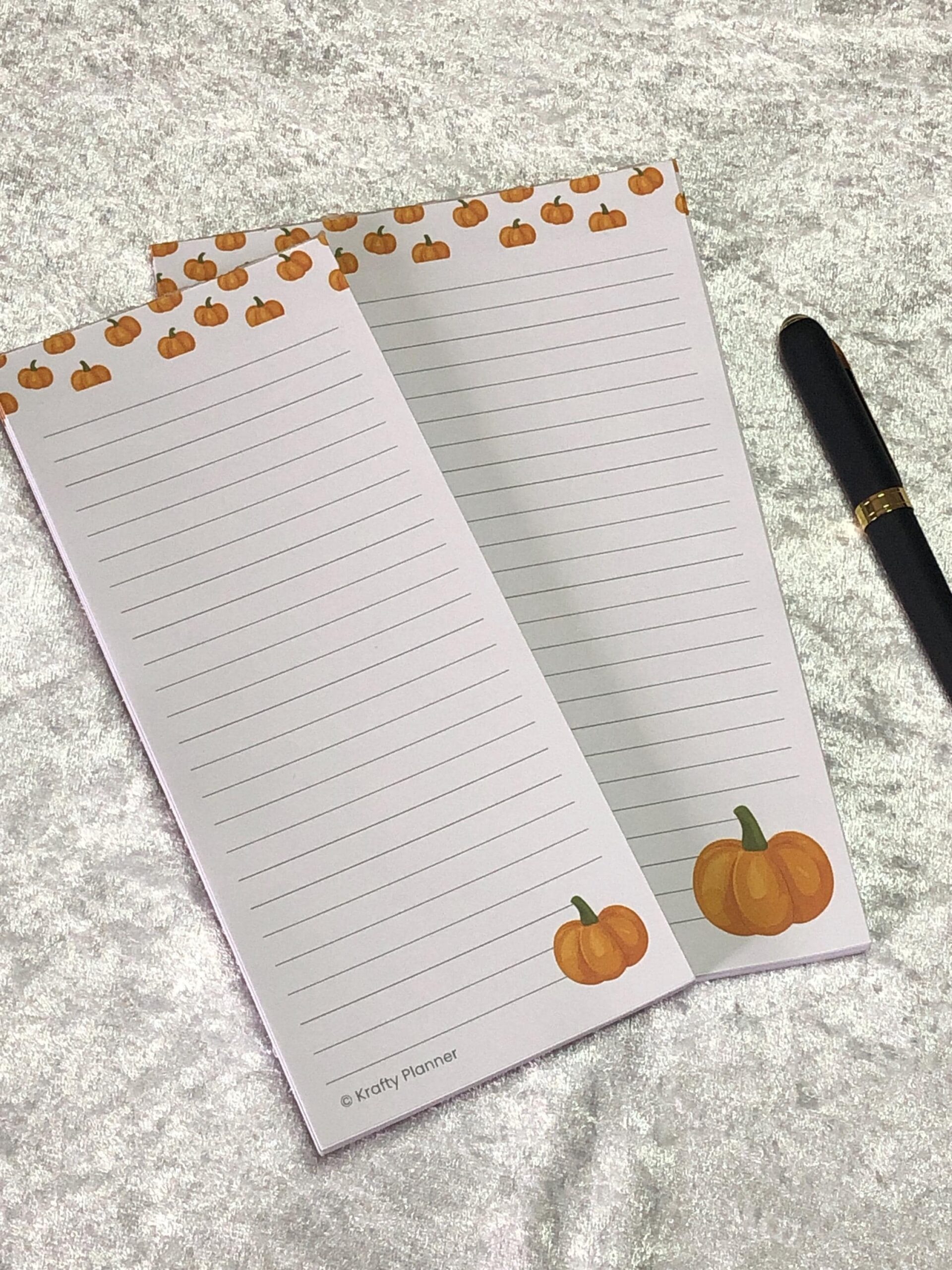 Fall Pumpkin Notepad Small Or Large Sizes Autumn Stationery 