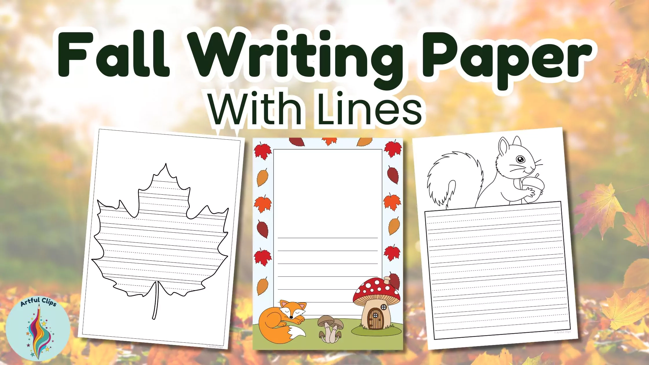 Fall Writing Paper With Lines Autumn Stationery Templates