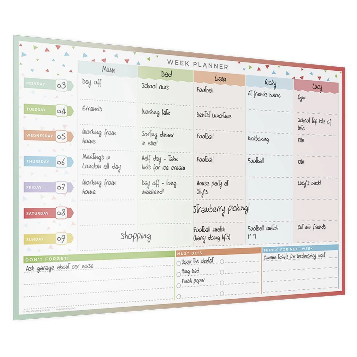 Family Week Planner Laminated Wall Planner