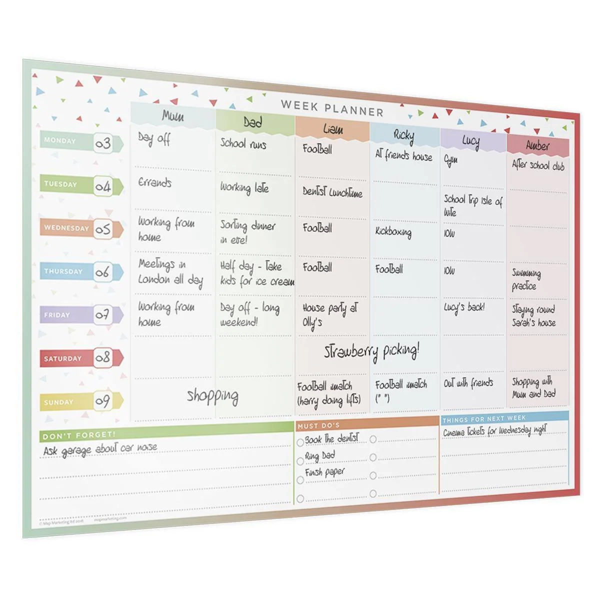 Family Week Planner Laminated Wall Planner