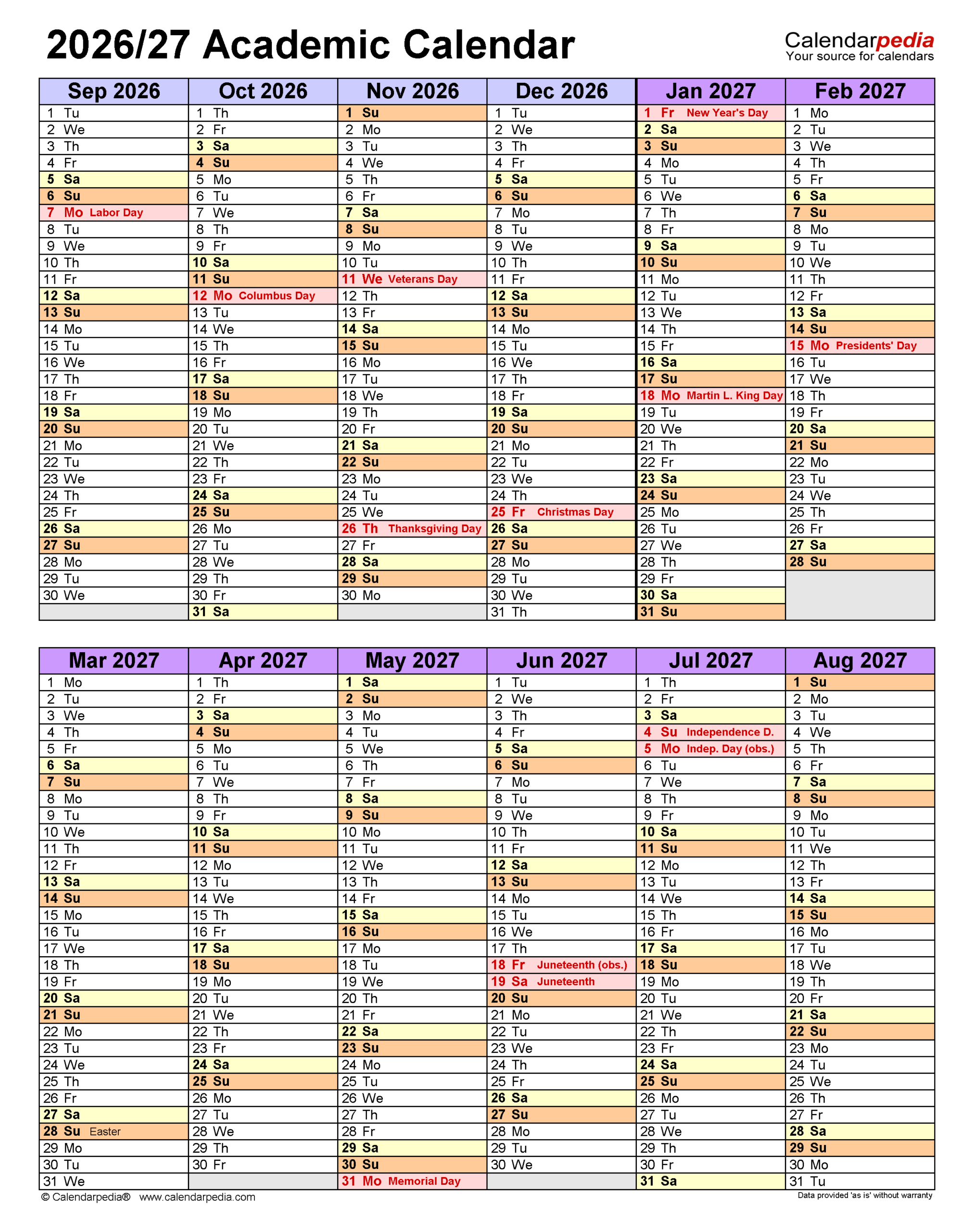 Drexel Academic Calendar 2026 2027 Printable Pdf