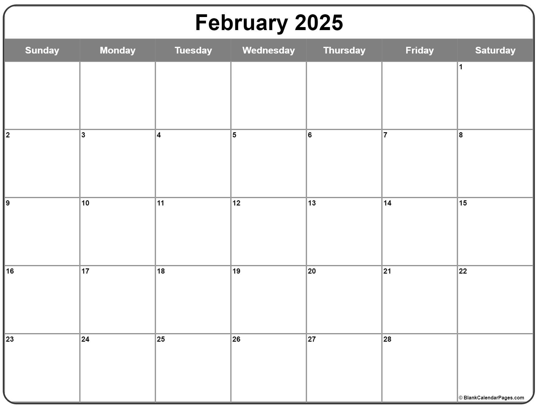 February 2025 Calendar Free Printable Calendars