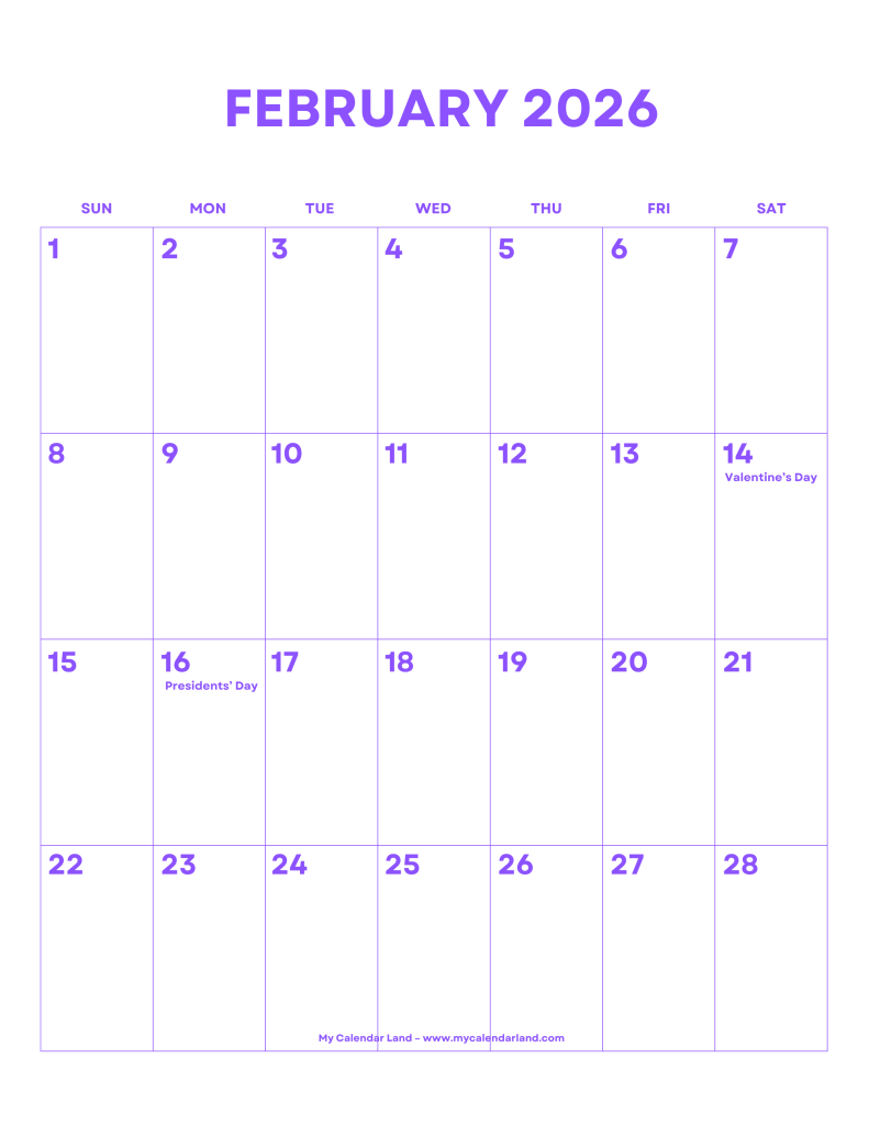 February 2026 Calendar General Blue