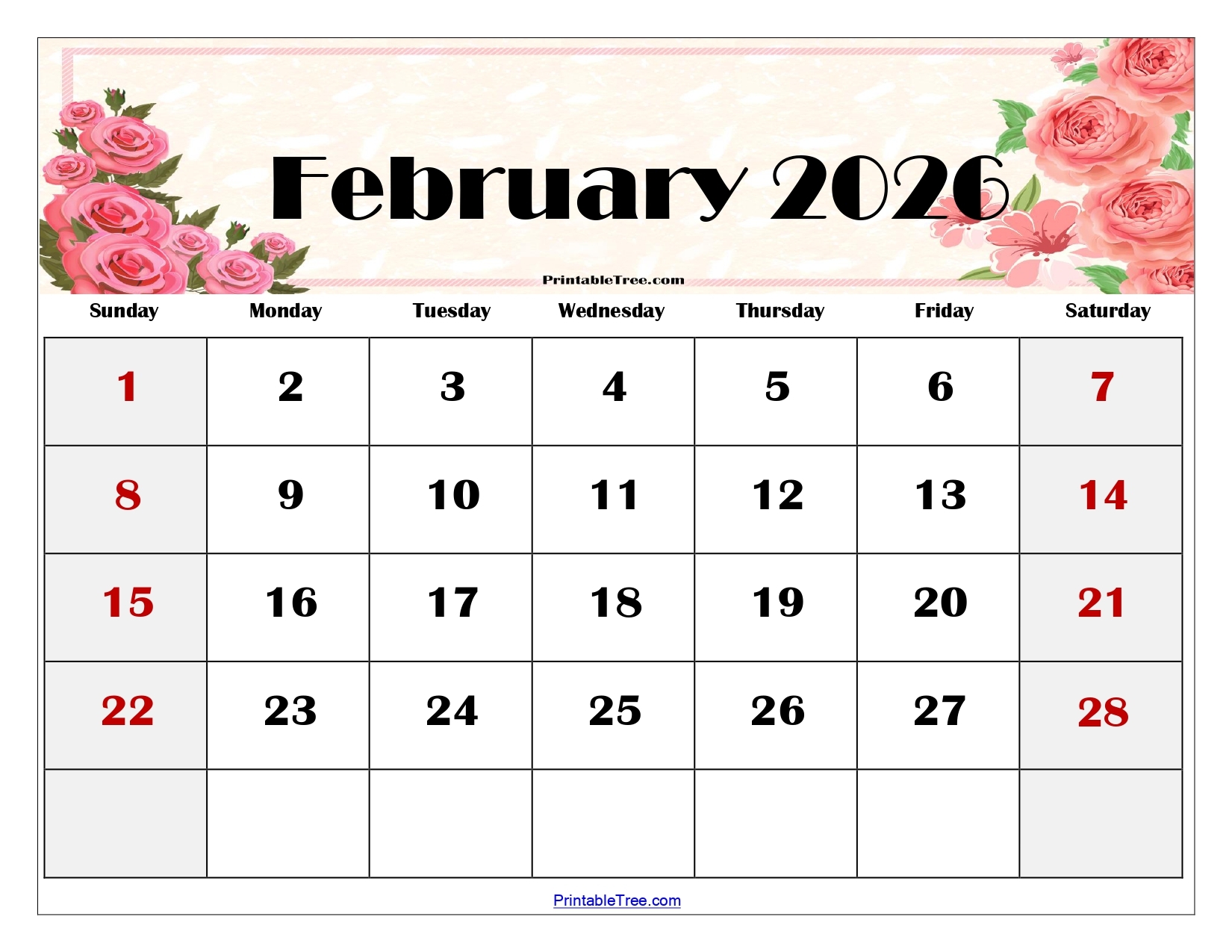 February Calendar For 2026