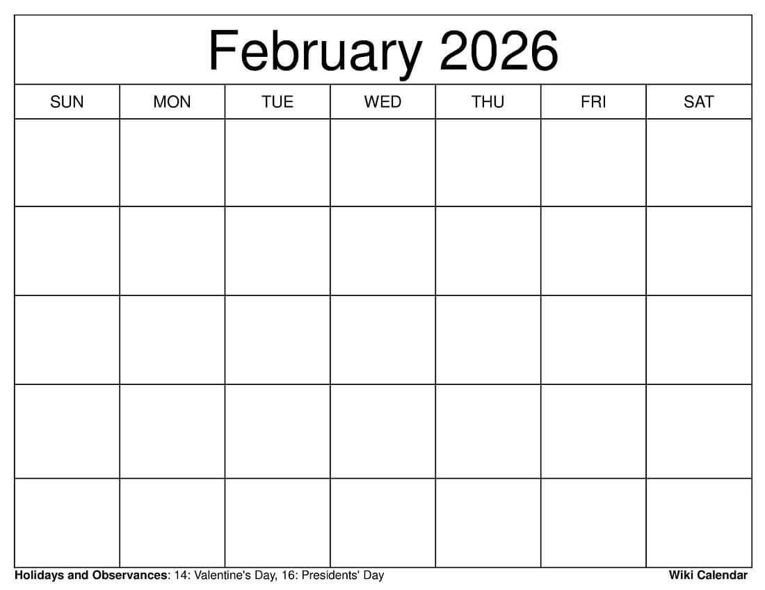 February 2026 Calendar Printable Templates amp More