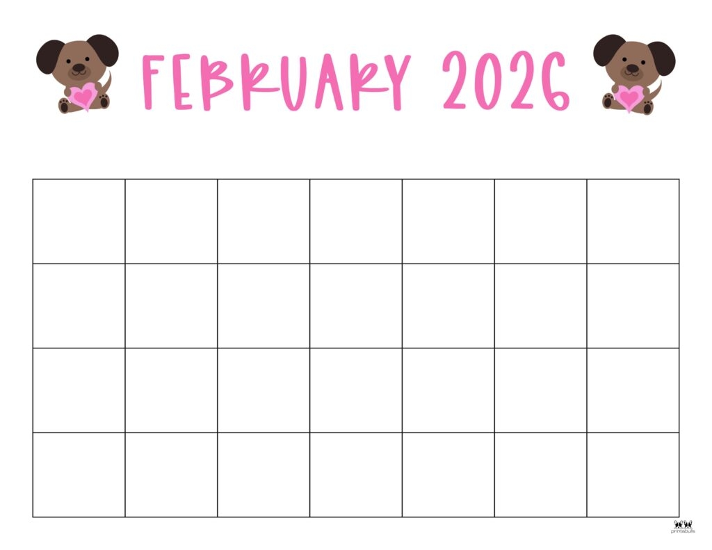 Blank February 2026 Calendar Printable Free Pdf